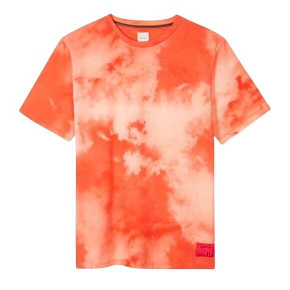 Paul Smith Cloud Print T-Shirt - 100% Cotton - Orange - Size Small - Picture 1 of 5